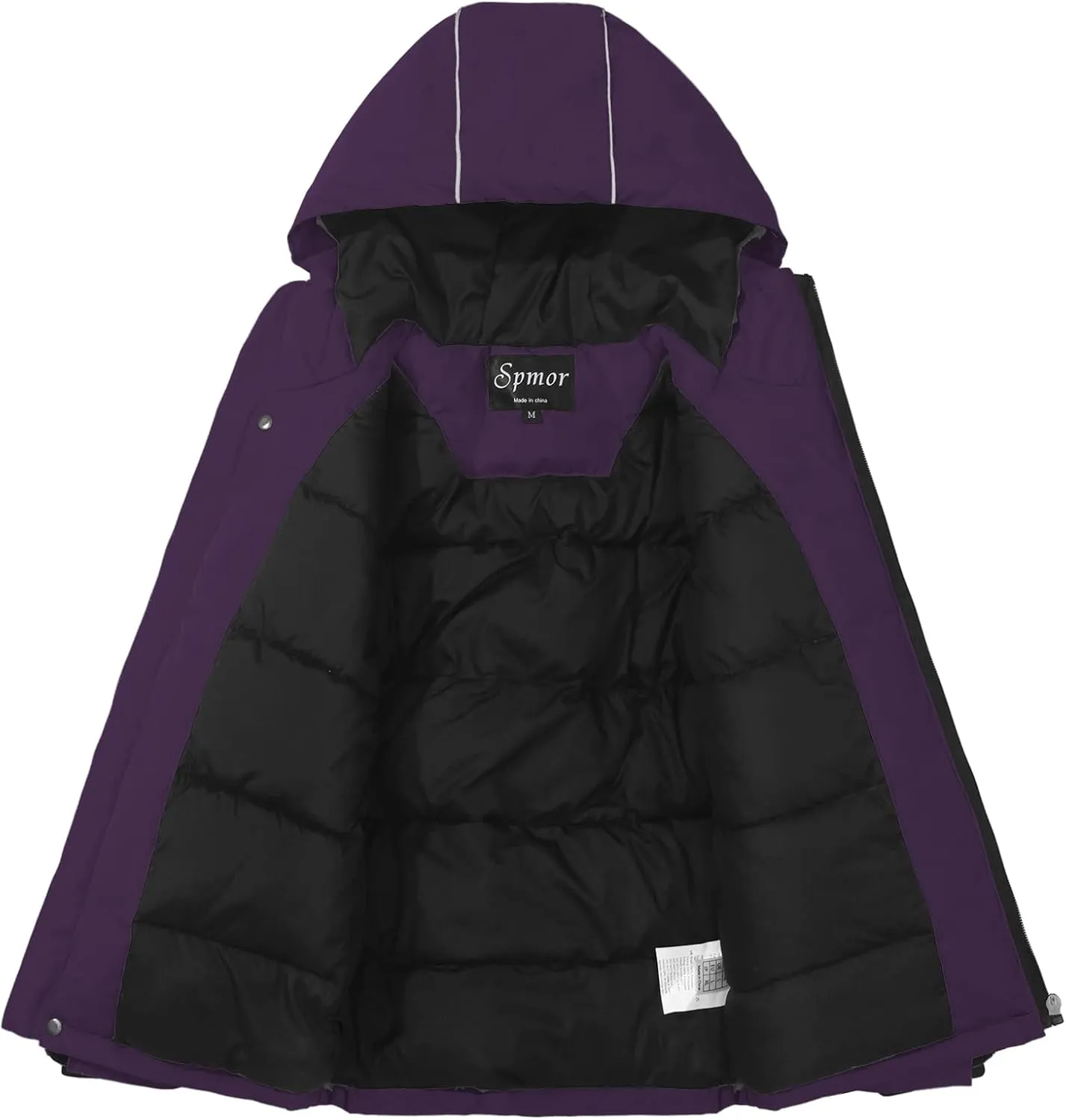Spmor Boys Girls Waterproof Ski Jacket Hooded Snowboard Coat Windproof Winter Snow Outwear