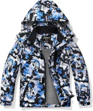Spmor Boys Waterproof Ski Jacket Warm Coat Windproof Winter Snowboarding Jacket