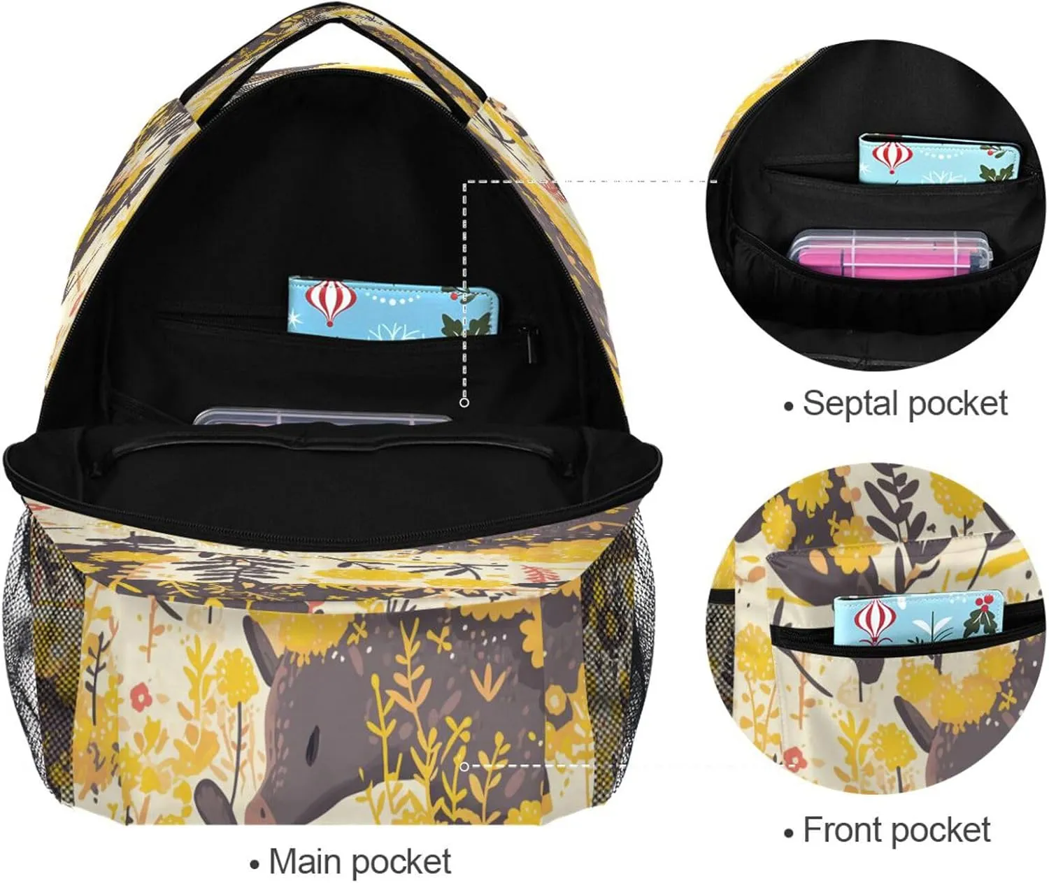 Sport Backpack for Teacher Nurse Fashion Outdoor Backpack with Chest Strap for Business Work College Travel Trip Tapir Yarrow