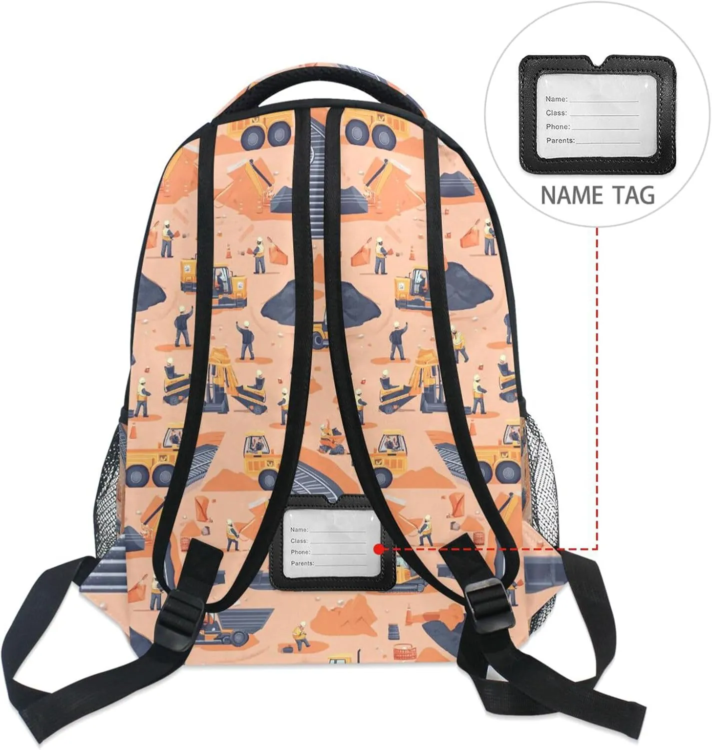 Sport Backpack for Teenager Fashion Outdoor Backpack with Chest Strap for Travel Trip Construction Scene Dump Truck