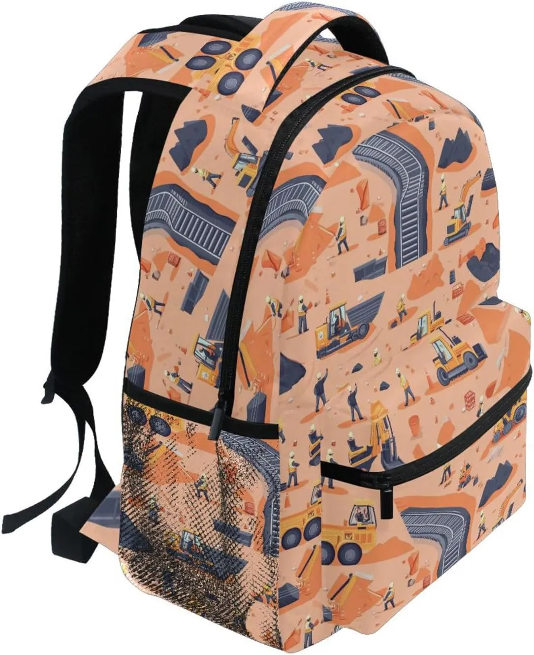 Sport Backpack for Teenager Fashion Outdoor Backpack with Chest Strap for Travel Trip Construction Scene Dump Truck