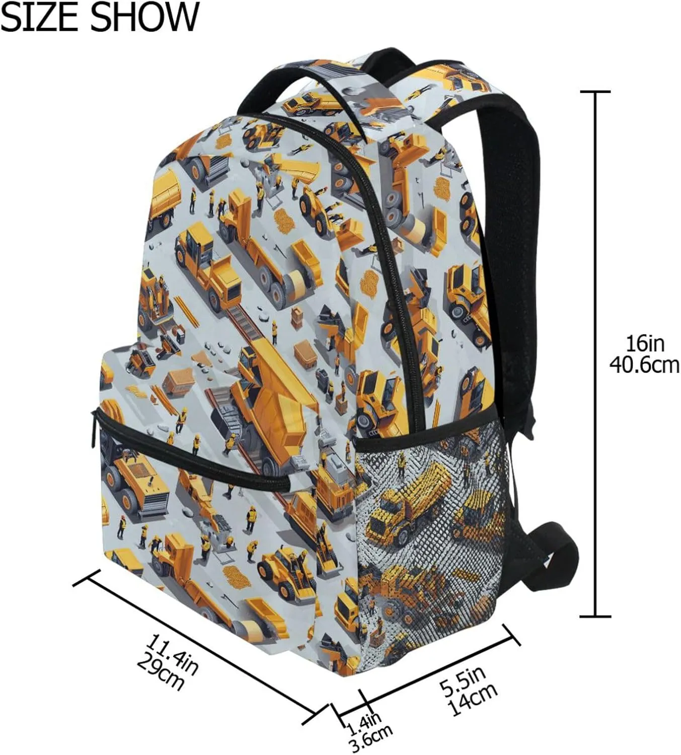 Sport Backpack for Women Men Fashion Personal Backpack with Chest Strap for Business Work College Travel Trip Construction Scene Dump Truck
