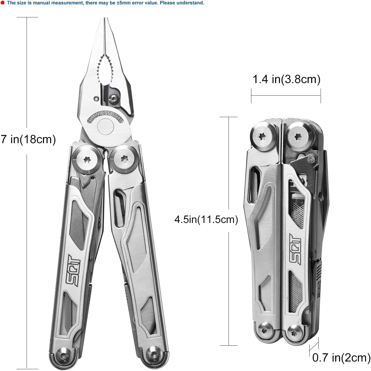 SQT2045 20-in-1 Multitool, Foldable & Self-Locking, Professional Tool for DIY, Home Repairs & Outdoor Camping, Must-Have Gifts for Men, Compact & Durable-