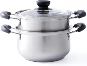 Stainless Steel Cuscuzeira Brazilian Cuscuz Steamer Pot – 6.3 Inch (16cm) Traditional Corn Cake Maker with Lid and Steam Tray – Compact Cookware for Latin Breakfast Lovers, 2 Quart Capacity