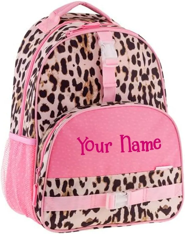 Stephen Joseph Personalized Backpack - Animal Print Book Bag - Cheetah All Over Print - Kids Back to School Supplies - Vacation Daypack - Custom Name
