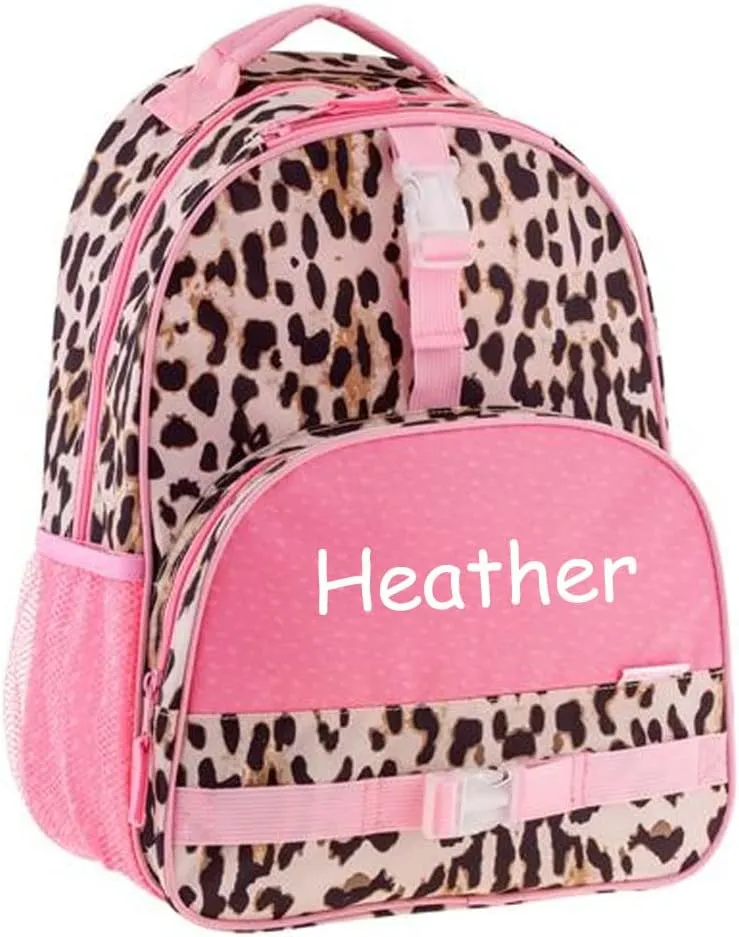 Stephen Joseph Personalized Backpack - Animal Print Book Bag - Cheetah All Over Print - Kids Back to School Supplies - Vacation Daypack - Custom Name