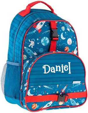 Stephen Joseph Personalized Backpack - Space Ship Book Bag - Galaxy All Over Print - Kids Back to School Supplies - Vacation Daypack - Custom Name