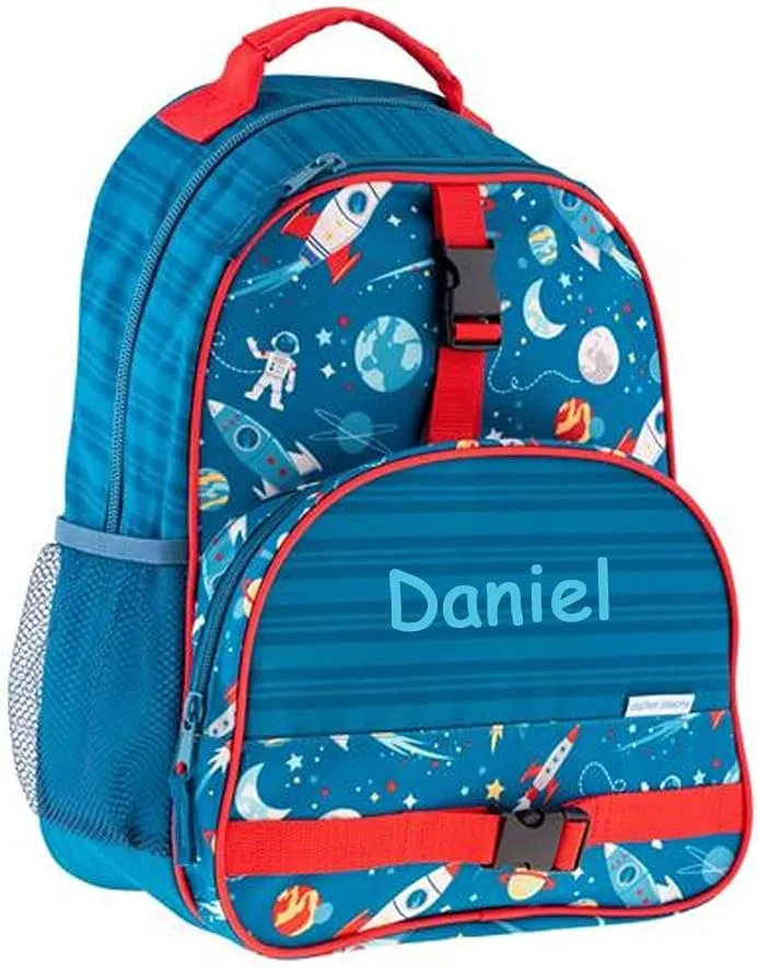 Stephen Joseph Personalized Backpack - Space Ship Book Bag - Galaxy All Over Print - Kids Back to School Supplies - Vacation Daypack - Custom Name