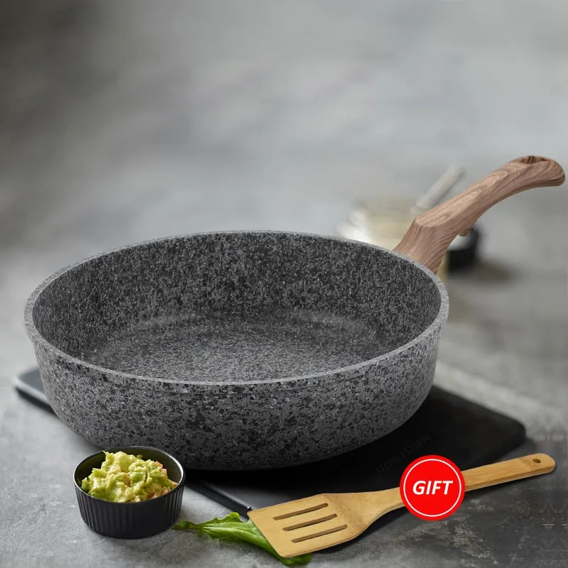 Stone without Nonstick Frying Lid Kitchen Streamlined shipping Voice-controlled Pan