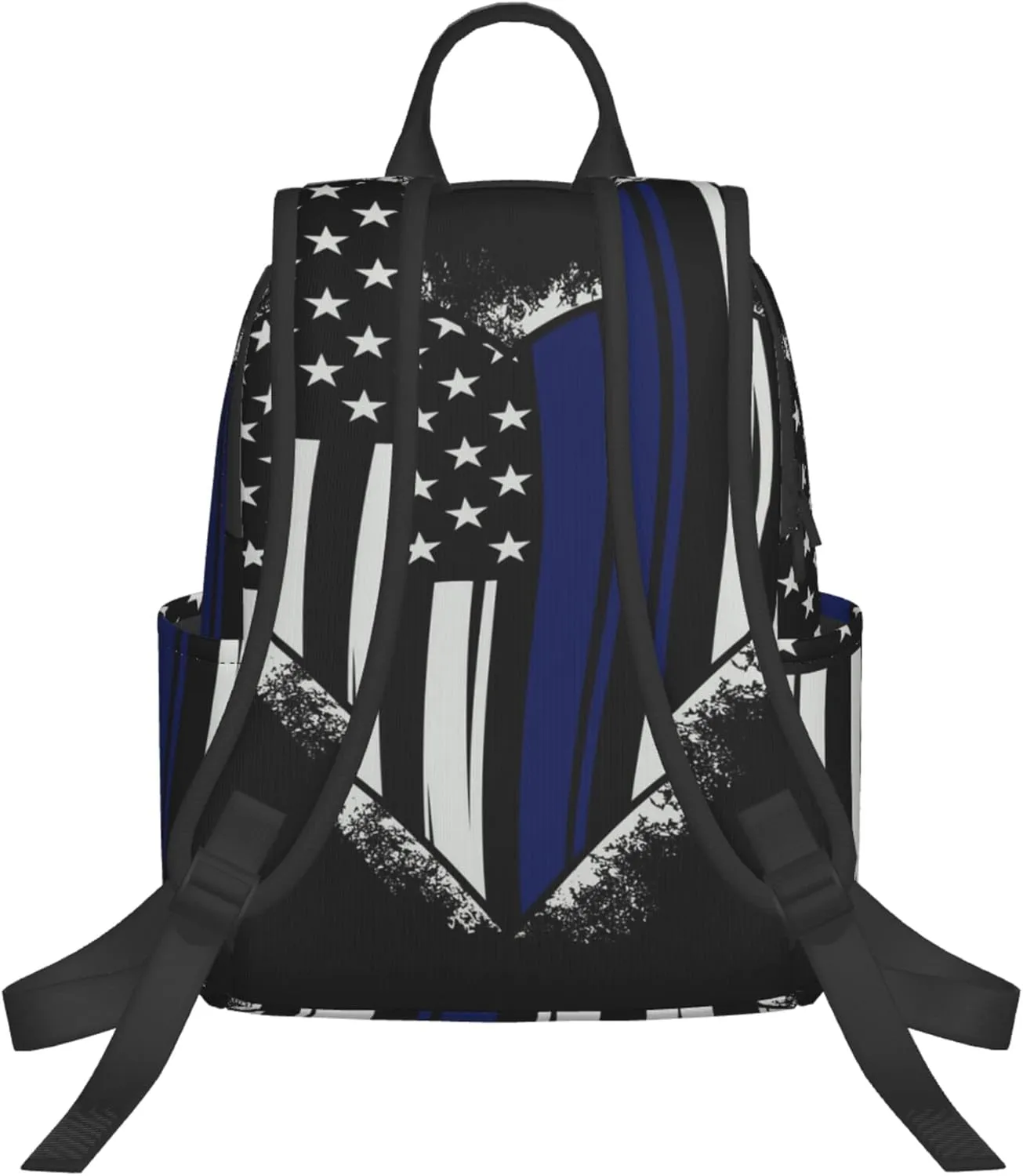 SWEET TANG American Thin Blue Line Flag Police love heart pattern black Backpack for Men Travel Laptop Backpack College Backpack Laptop Bag for Women