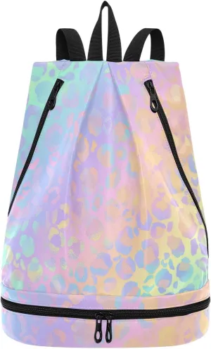 Swim Bag Gym Bag for Women Men, Sea Turtle Turquoise Shell Beach Backpack for Swimming Gym