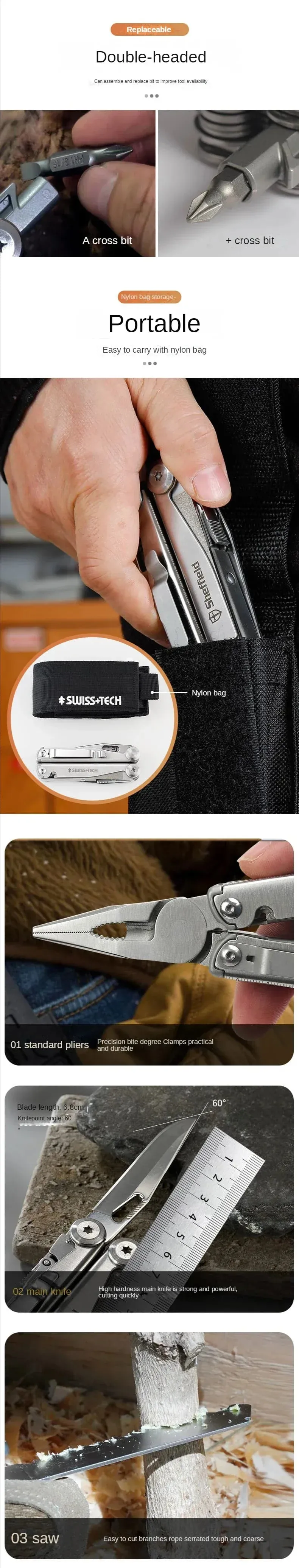 SWISS TECH 18-in-1 Multitool Folding Pliers Pocket Knife