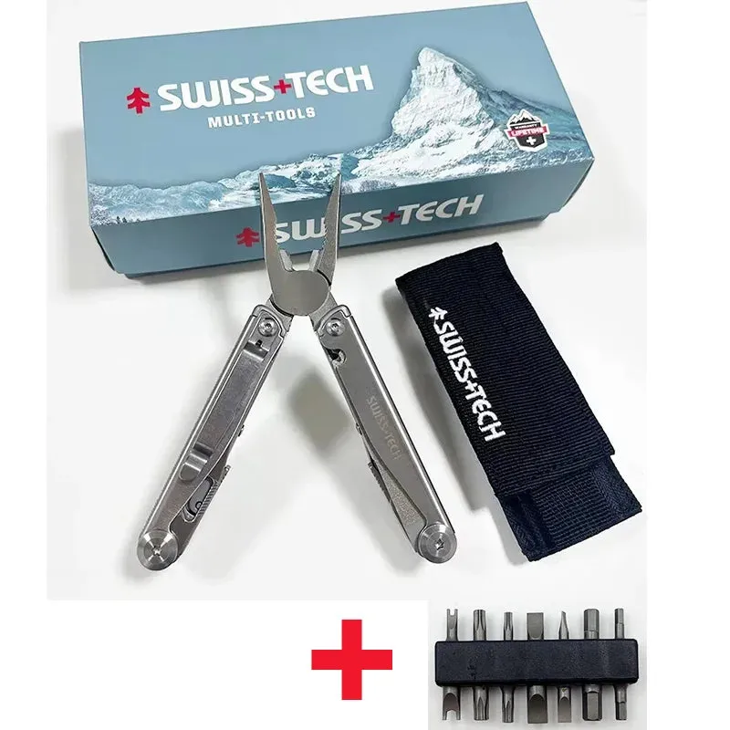 SWISS TECH 18-in-1 Multitool Pliers with Knife for EDC and Outdoor Use