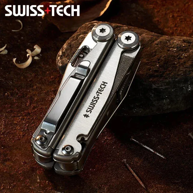 SWISS TECH 18-in-1 Multitool Pliers with Knife for EDC and Outdoor Use