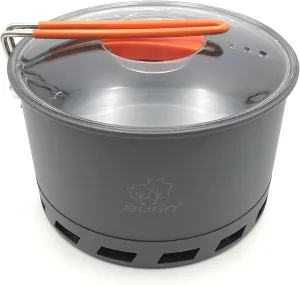 Tentock Outdoor Portable Heat Collecting Exchanger - 1L/1.5L/2.1L Camping Backpacking Hard Aluminum Pot with Folding Handle - Rapid Boil Billy Can with Compact Storage Mesh Pouch