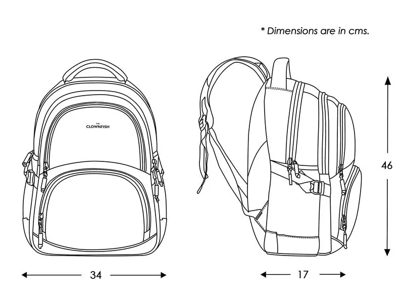 THE CLOWNFISH 26 Ltrs Black Laptop Backpack - Cushioned Sleeve, Stylish Zippers | 15.6 inch | Solid Color