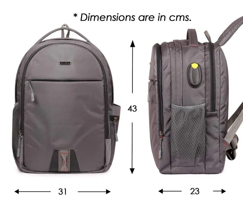 THE CLOWNFISH Polyester Laptop Backpack - Water Resistant, Cushioned Sleeves | 15.6-inch | Grey