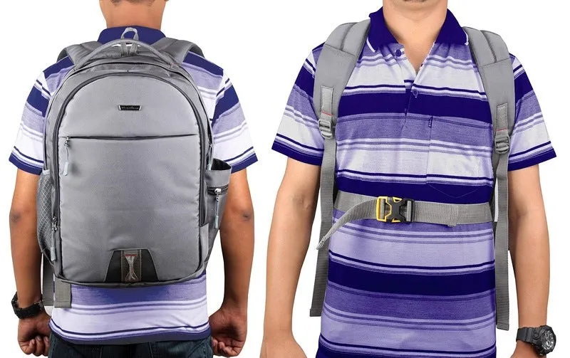THE CLOWNFISH Polyester Laptop Backpack - Water Resistant, Cushioned Sleeves | 15.6-inch | Grey