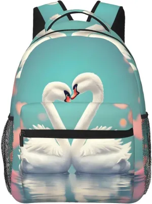 The swan in love Backpack, suitable for light travel, daily multi-purpose bag, suitable for commuting, cycling, work