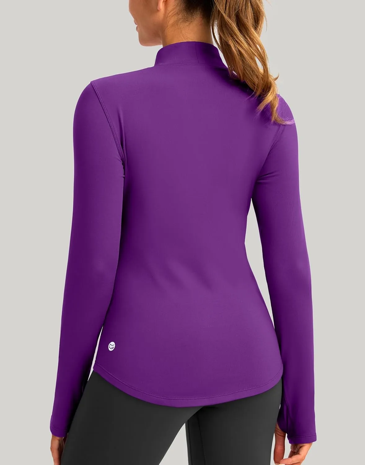 Thermal Shirts for Women Long Sleeve Mock Neck Fleece Tops Running Workout Cold Weather Gear with Zip Pocket