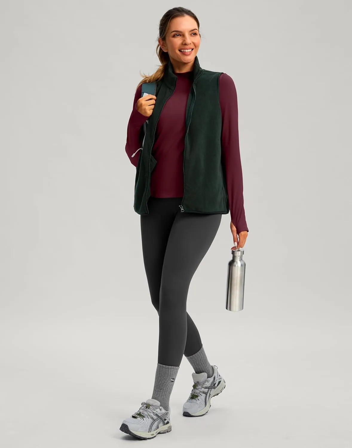 Thermal Shirts for Women Long Sleeve Mock Neck Fleece Tops Running Workout Cold Weather Gear with Zip Pocket