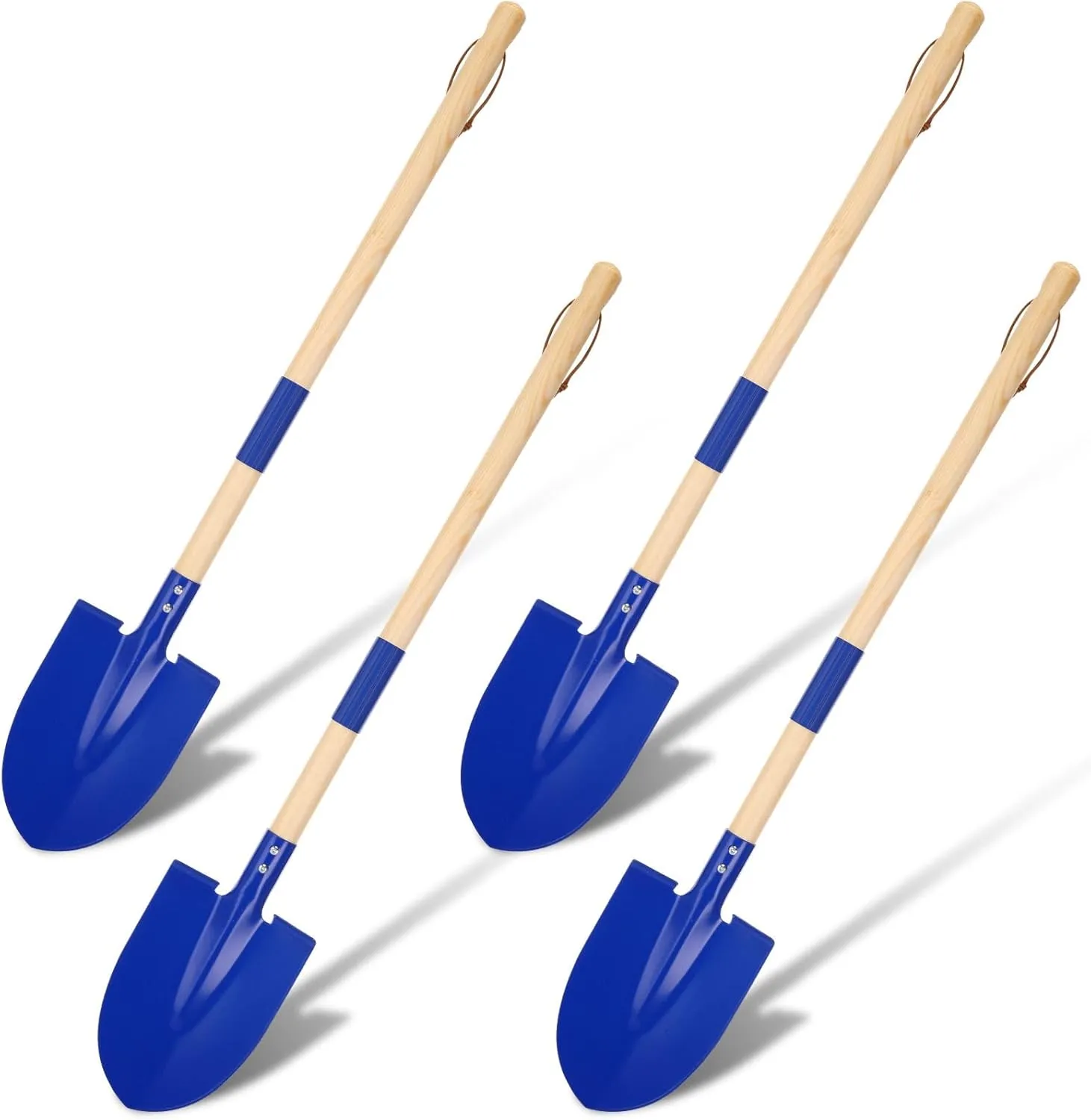 Threan 4 Pcs 28 Inch Metal Beach Shovels for Kids Long Detachable Sand Shovels with Wooden Handle, Versatile Beach Play and Gardening Tool for Children Toddlers Adults