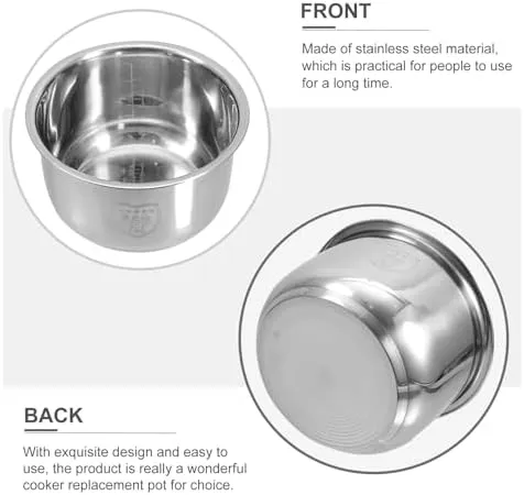TIDTALEO Rice Cooker Liner Stainless Cookware Instant Inner Tank Non- Stick Pot Container Cooking Pan, Silver, 18X18X10.5CM (QN70NOS0270TSMB9RJ14X24)