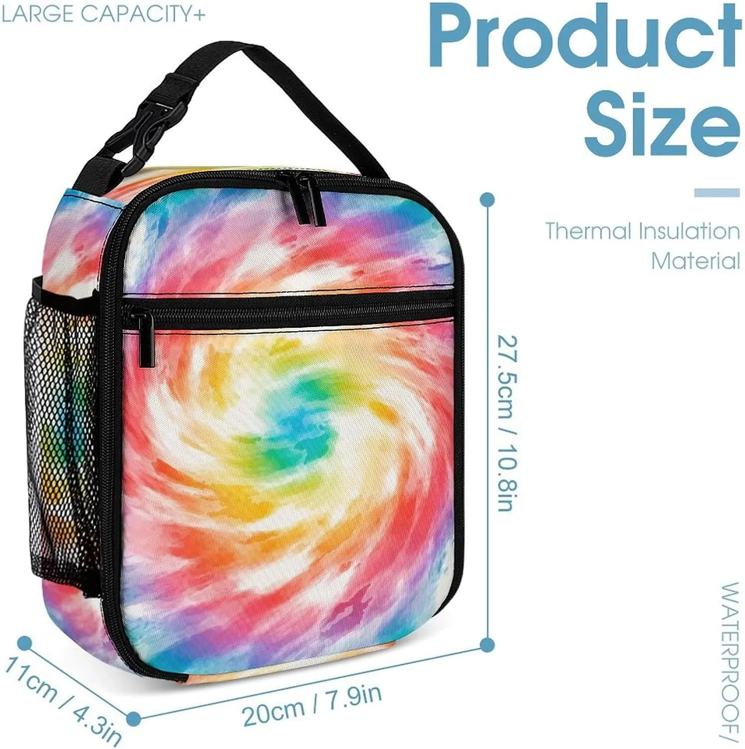 Tie Dye Backpack with Lunch Box & Pencil Case for Kids Girls Boys School, 16 Inch Cute Tie Dye Bookbag, School Backpack for Students Children, Lightweight, Large Capacity