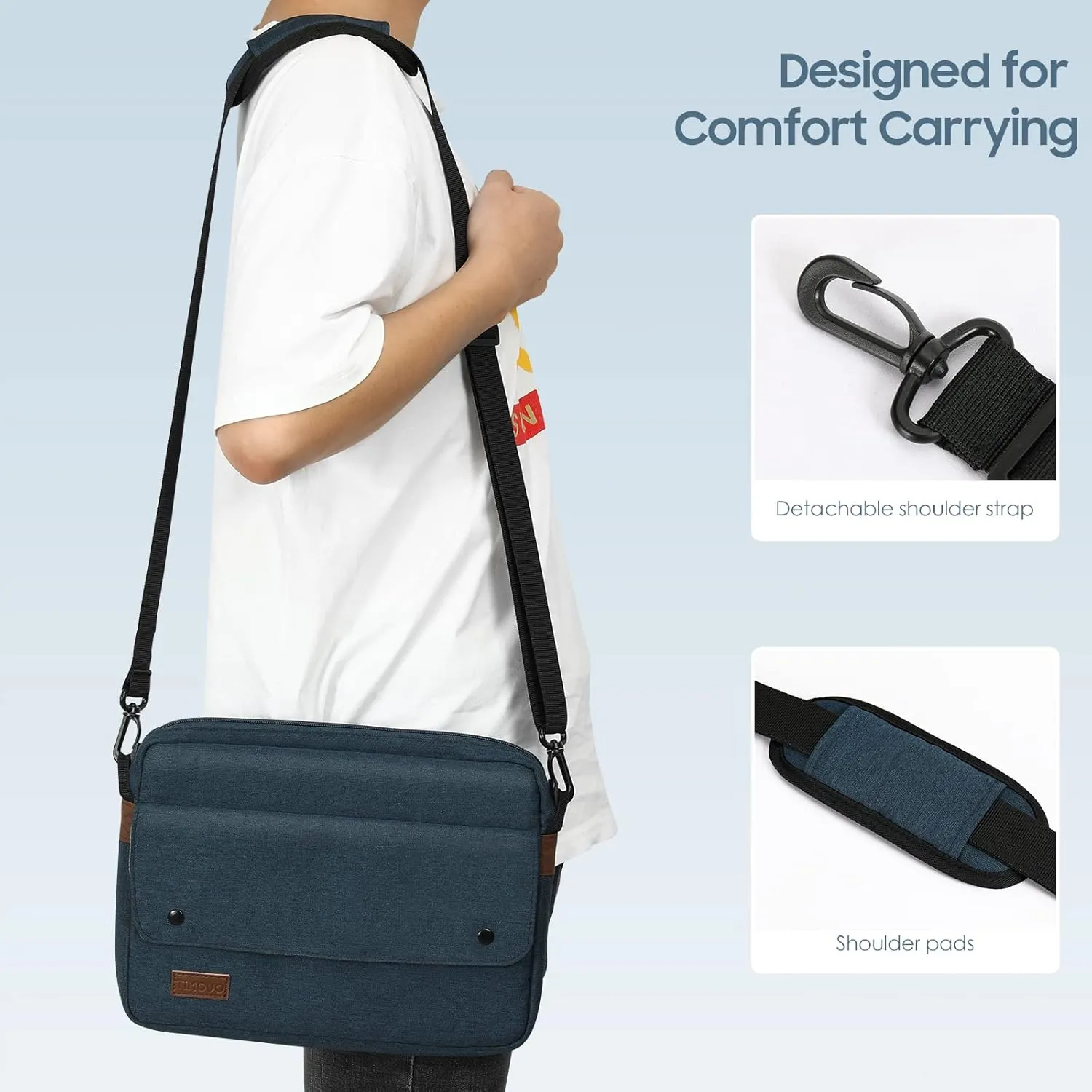 TiMOVO 9-11 Inch Tablet Sleeve Bag with Shoulder Strap Fits iPad 11-inch A16 2025, iPad 10th Gen. 10.9", iPad 9th/8th/7th Gen. 10.2", iPad Air 11/5th/4th Gen. 10.9", Galaxy Tab A9 Plus 11", Indigo