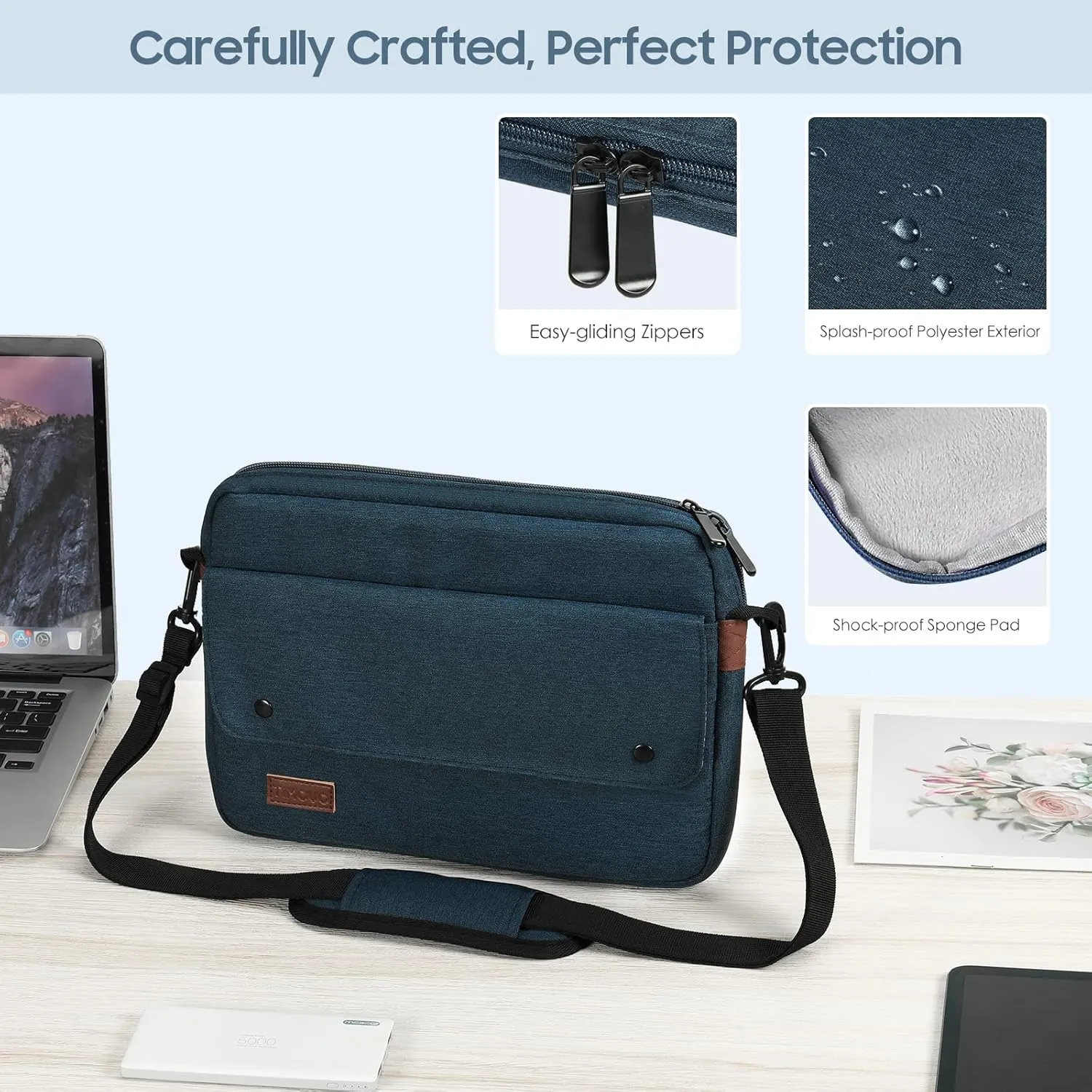 TiMOVO 9-11 Inch Tablet Sleeve Bag with Shoulder Strap Fits iPad 11-inch A16 2025, iPad 10th Gen. 10.9", iPad 9th/8th/7th Gen. 10.2", iPad Air 11/5th/4th Gen. 10.9", Galaxy Tab A9 Plus 11", Indigo