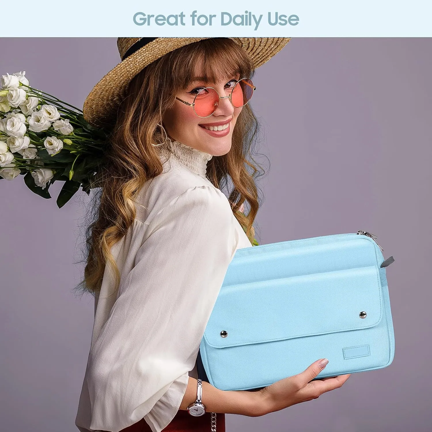 TiMOVO 9-11 Inch Tablet Sleeve Bag with Shoulder Strap Fits iPad 11-inch A16 2025, iPad 10th Gen. 10.9", iPad Gen. 10.2", iPad Air 11/5th/4th Gen. 10.9", Galaxy Tab A9 Plus 11", Light Blue