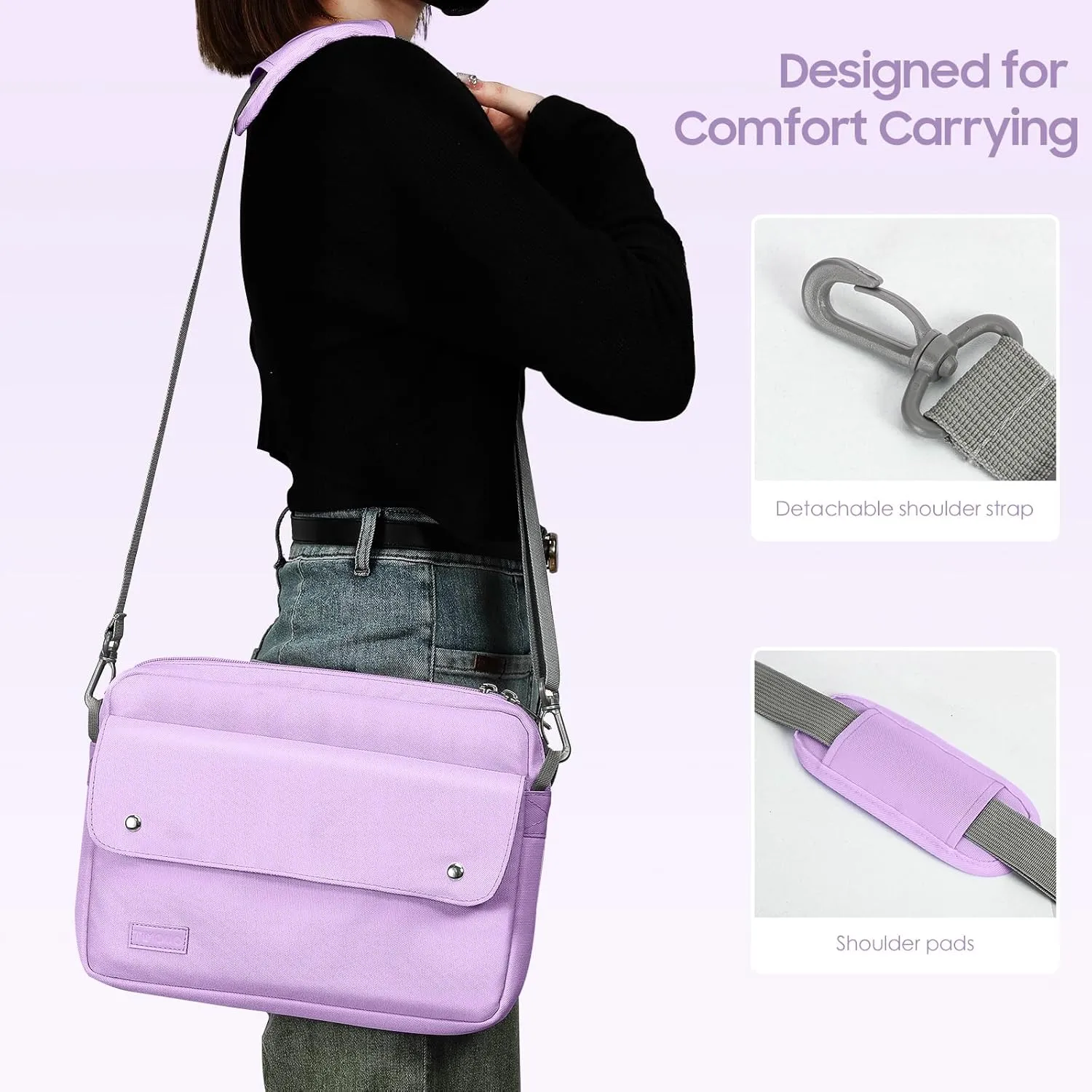 TiMOVO 9-11 Inch Tablet Sleeve Bag with Shoulder Strap Fits iPad 11-inch A16 2025, iPad 10th Gen. 10.9", iPad Gen. 10.2", iPad Air 11/5th/4th Gen. 10.9", Galaxy Tab A9 Plus 11", Purple