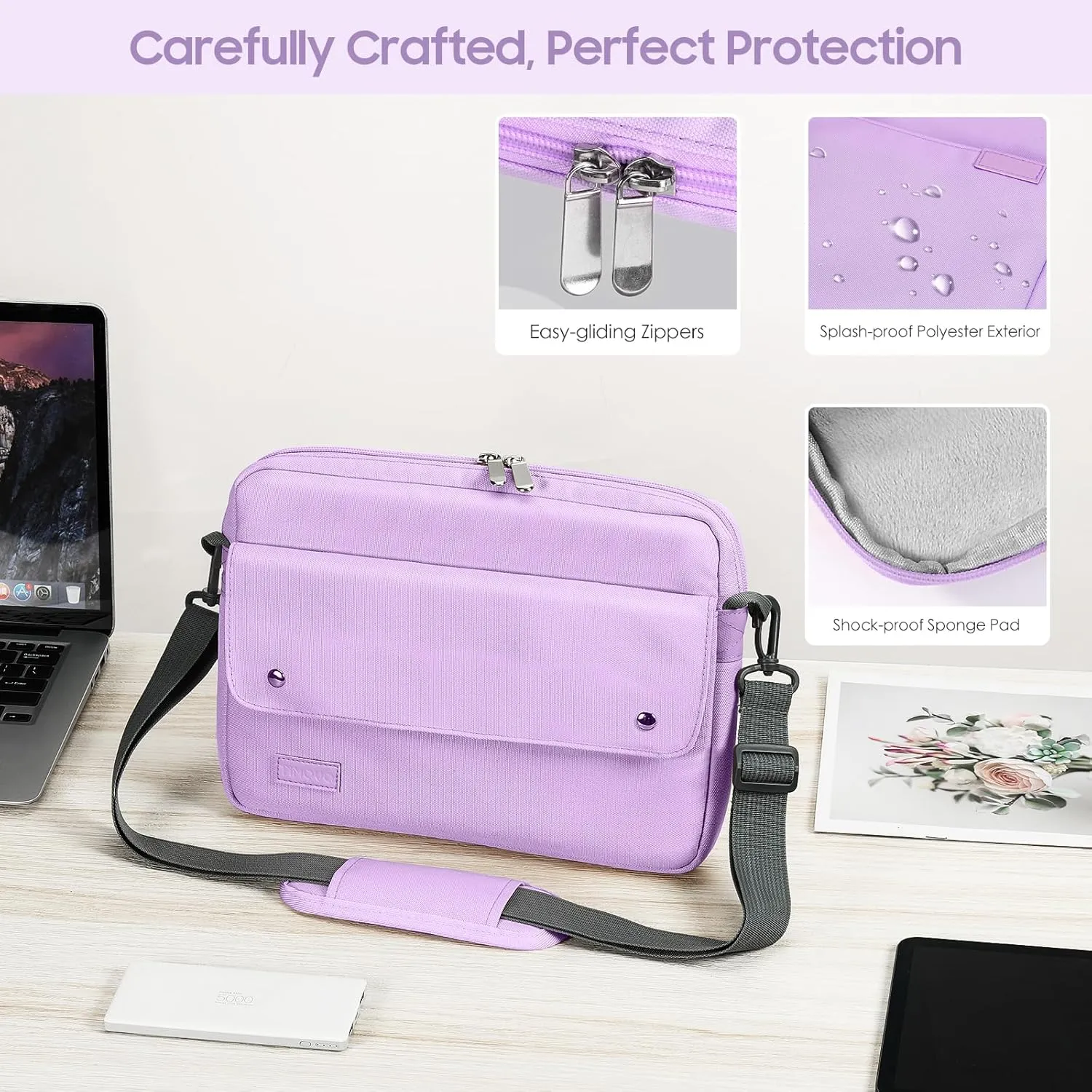 TiMOVO 9-11 Inch Tablet Sleeve Bag with Shoulder Strap Fits iPad 11-inch A16 2025, iPad 10th Gen. 10.9", iPad Gen. 10.2", iPad Air 11/5th/4th Gen. 10.9", Galaxy Tab A9 Plus 11", Purple