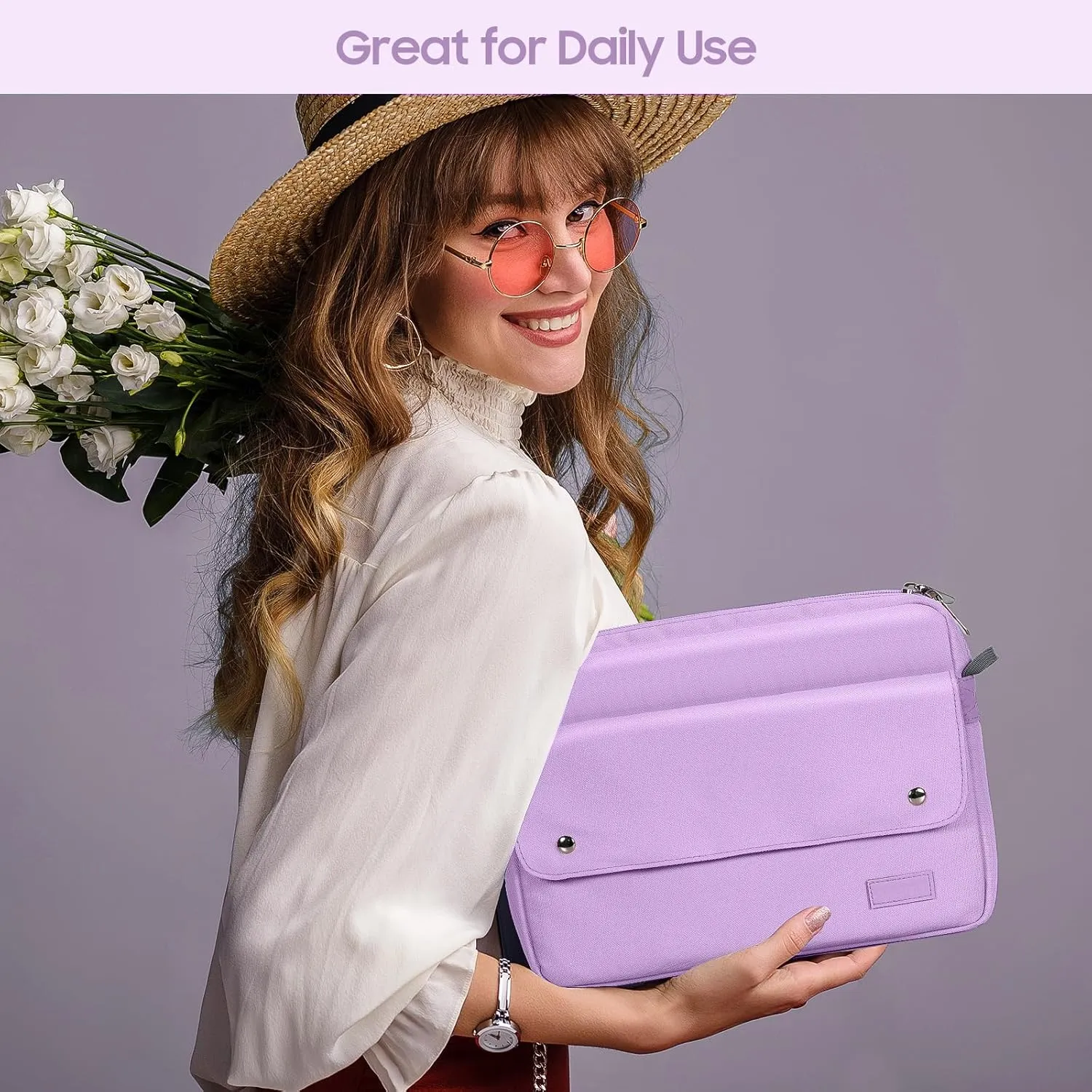 TiMOVO 9-11 Inch Tablet Sleeve Bag with Shoulder Strap Fits iPad 11-inch A16 2025, iPad 10th Gen. 10.9", iPad Gen. 10.2", iPad Air 11/5th/4th Gen. 10.9", Galaxy Tab A9 Plus 11", Purple