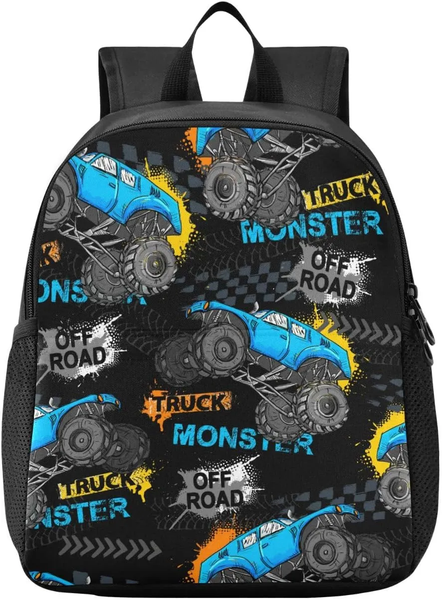 Toddler Monster Truck Waterproof Mini Backpack Boys/Girls Cute Small Kindergarten Pre School Bag (S)