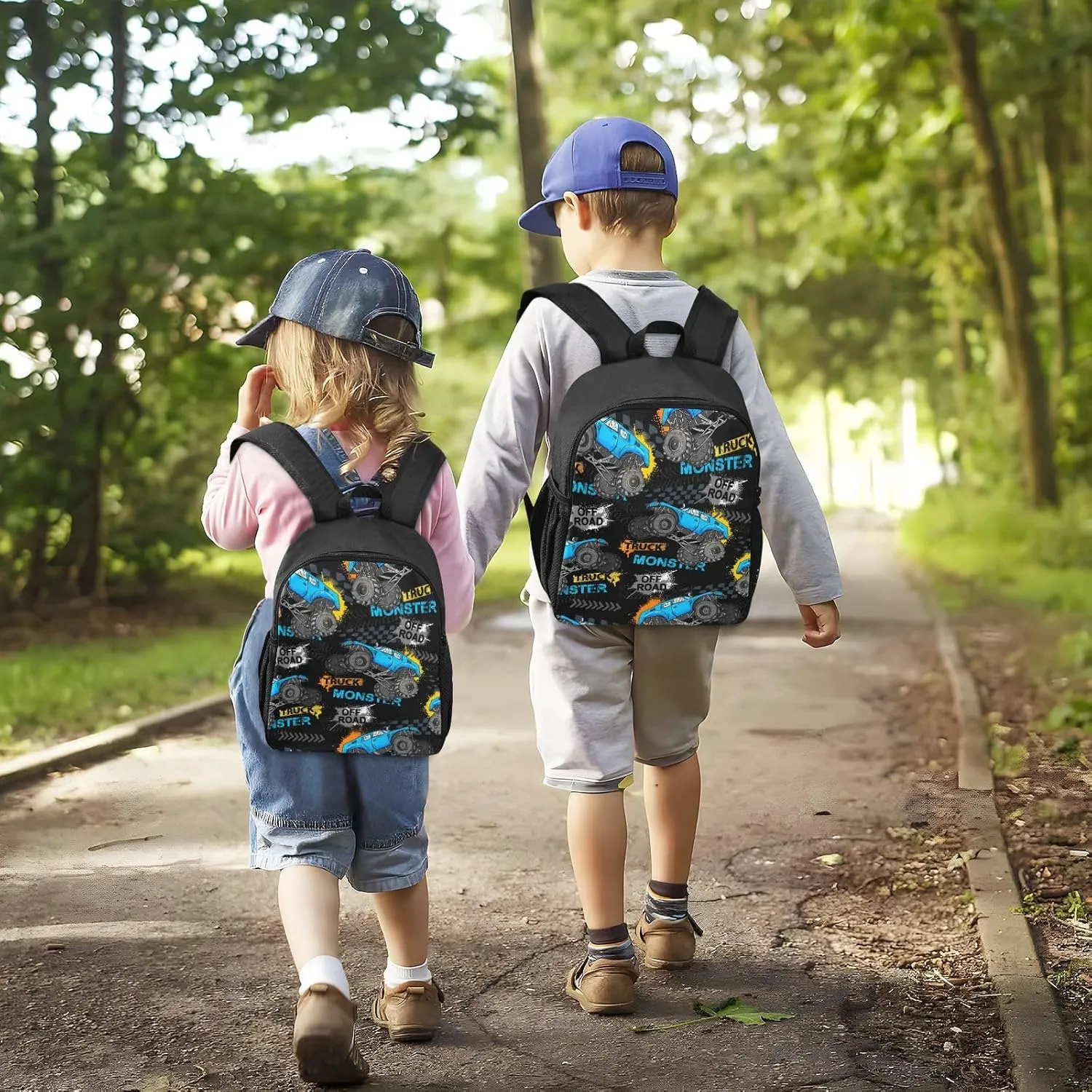 Toddler Monster Truck Waterproof Mini Backpack Boys/Girls Cute Small Kindergarten Pre School Bag (S)