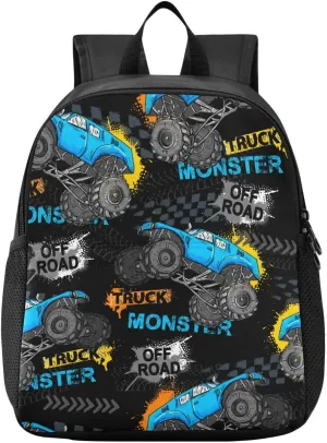 Toddler Monster Truck Waterproof Mini Backpack Boys/Girls Cute Small Kindergarten Pre School Bag (S)