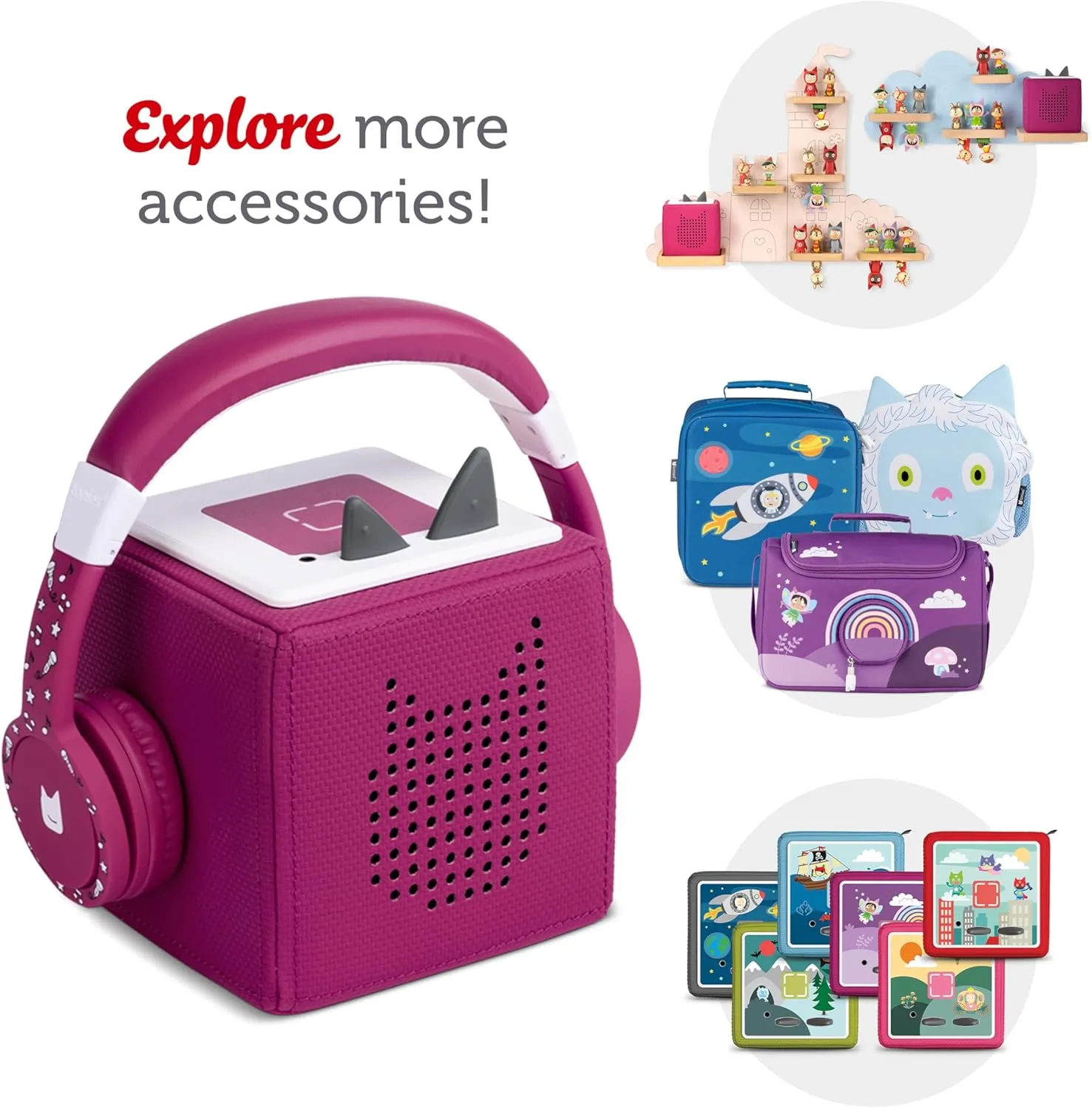 Tonies Foldable Wired Headphones for Kids - Comfortably Designed to fit On-Ear - Works with Toniebox and All 3.5mm Devices - Purple