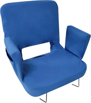 TOPSKY Stadium Seat with Back Support, Regular Size 18.7”Width (Seat 17”), 3 Reclining Positions, Wide Bleacher Seats with 2 Hook, Picnic Seat(Blue)