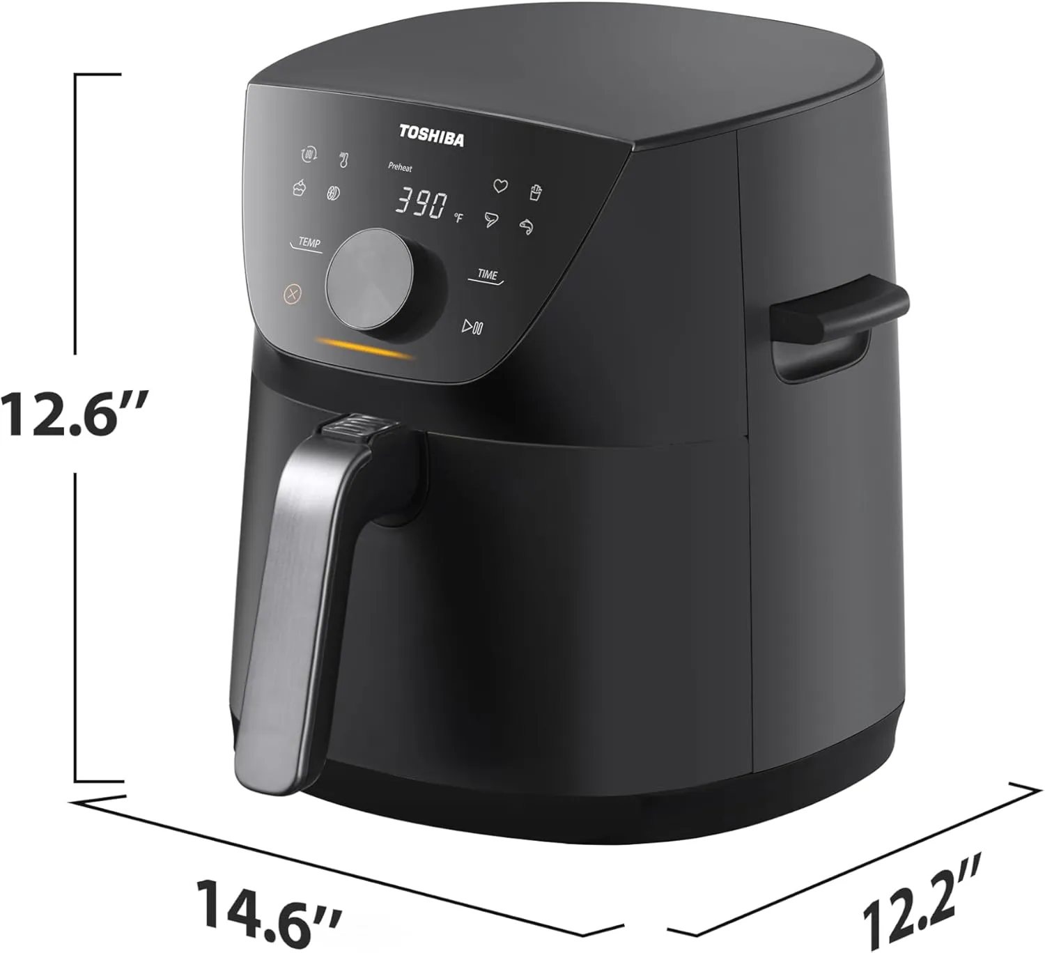 Toshiba 5.5QT Air Fryer with Heat-Q Technology, Quick and Easy Meals, 8 Preset Menus and Menu-IQ Function, 1-Degree Fahrenheit Precision, 90% Less Oil, Double-Sided Handles