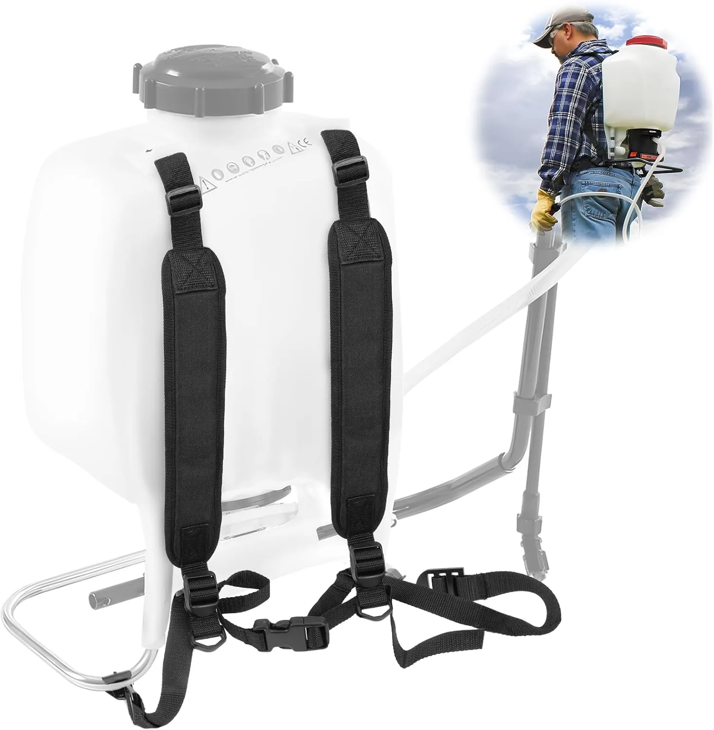 Touri Backpack Sprayer Replacement Straps, Durable & Comfy Backpack Sprayer Shoulder Strap, Fit Most Backpack Sprayers Including Chapin 60114, 61800, 63924, 60124 Series and More, Black