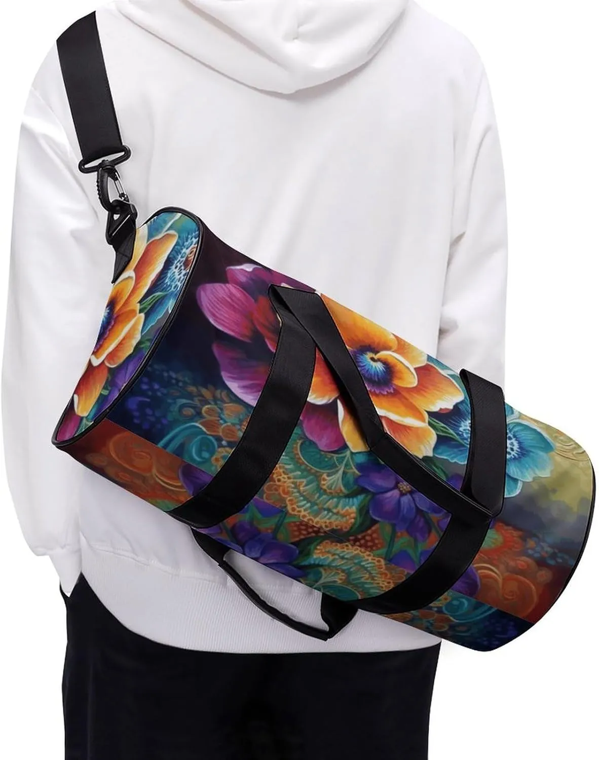 Travel Duffel Bag for Men And Women,Flower Diamond Painting Waterproof Sports Fitness Bag Portable Travel Duffel Bag
