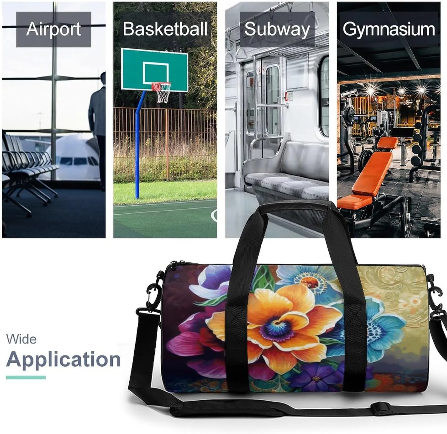 Travel Duffel Bag for Men And Women,Flower Diamond Painting Waterproof Sports Fitness Bag Portable Travel Duffel Bag