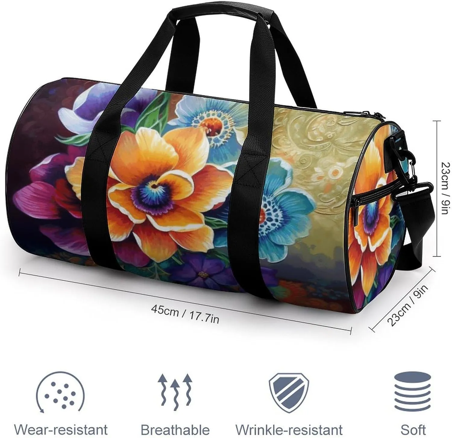 Travel Duffel Bag for Men And Women,Flower Diamond Painting Waterproof Sports Fitness Bag Portable Travel Duffel Bag