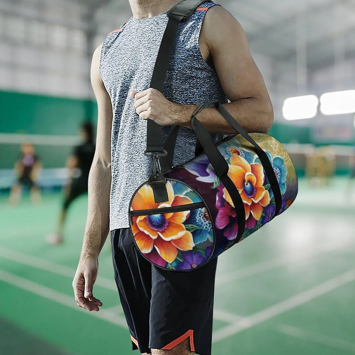 Travel Duffel Bag for Men And Women,Flower Diamond Painting Waterproof Sports Fitness Bag Portable Travel Duffel Bag