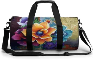 Travel Duffel Bag for Men And Women,Flower Diamond Painting Waterproof Sports Fitness Bag Portable Travel Duffel Bag