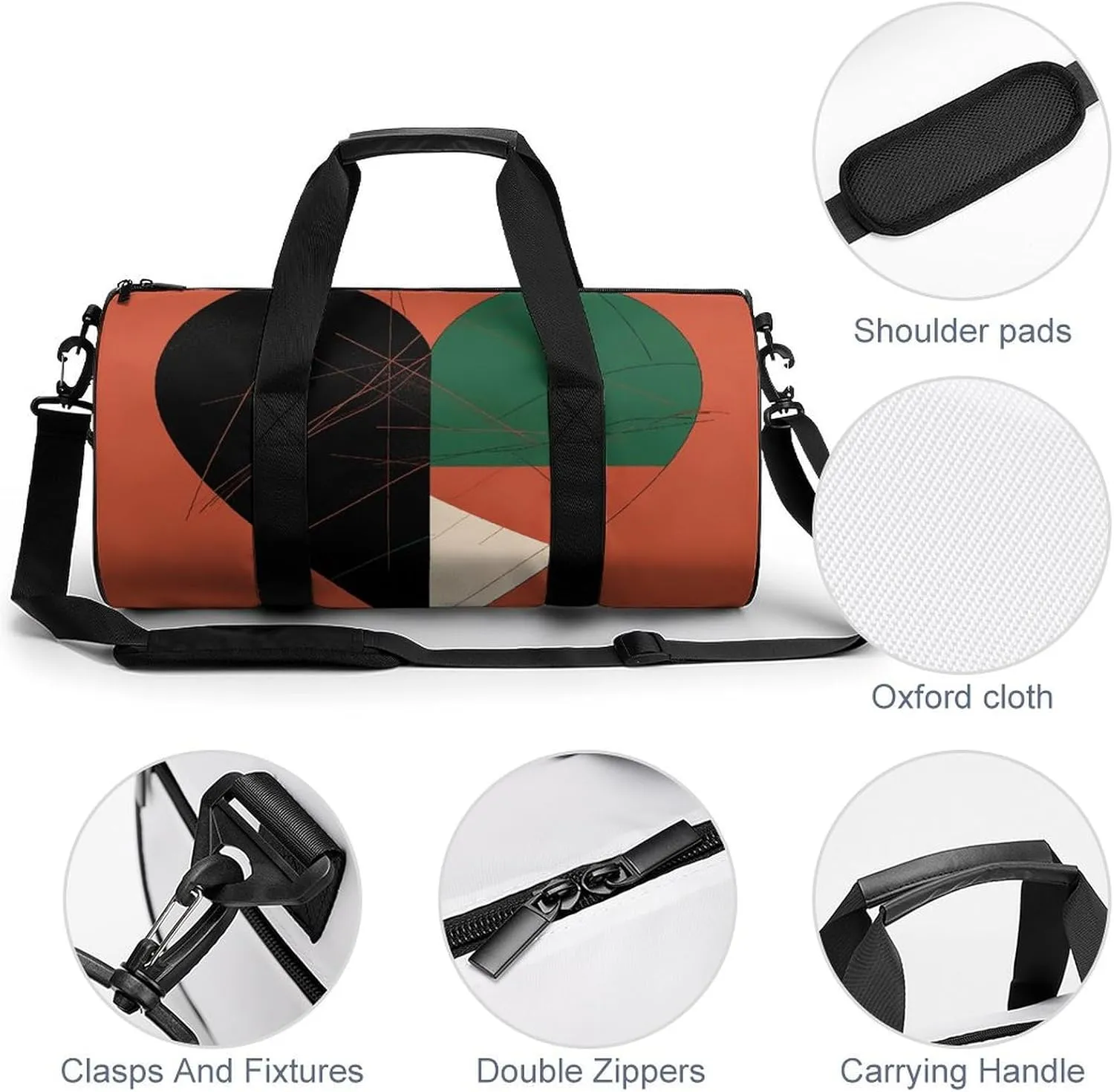 Travel Duffel Bag for Men And Women,Heart Shaped Pattern Waterproof Sports Fitness Bag Portable Travel Duffel Bag