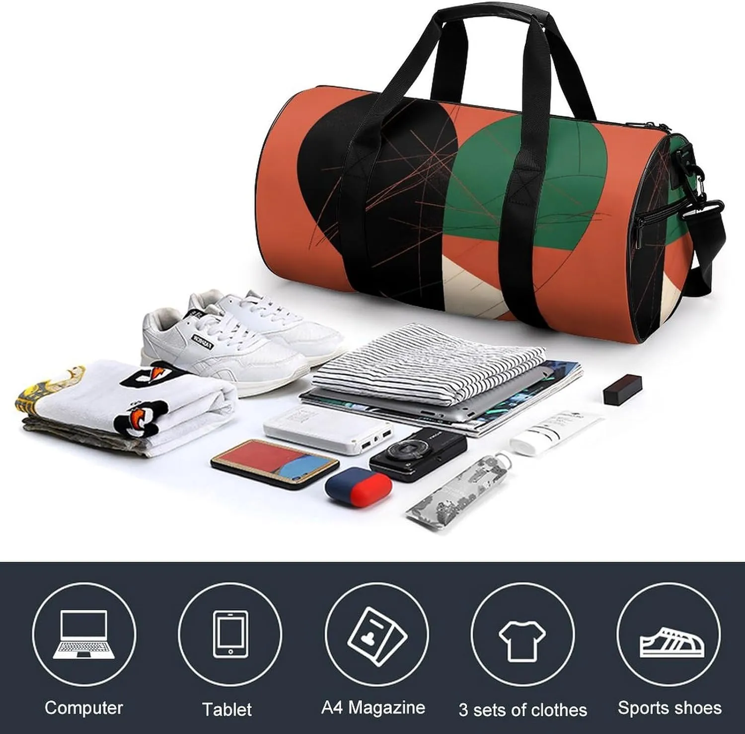 Travel Duffel Bag for Men And Women,Heart Shaped Pattern Waterproof Sports Fitness Bag Portable Travel Duffel Bag