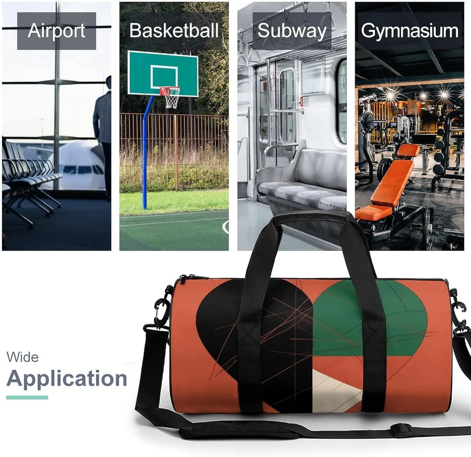 Travel Duffel Bag for Men And Women,Heart Shaped Pattern Waterproof Sports Fitness Bag Portable Travel Duffel Bag