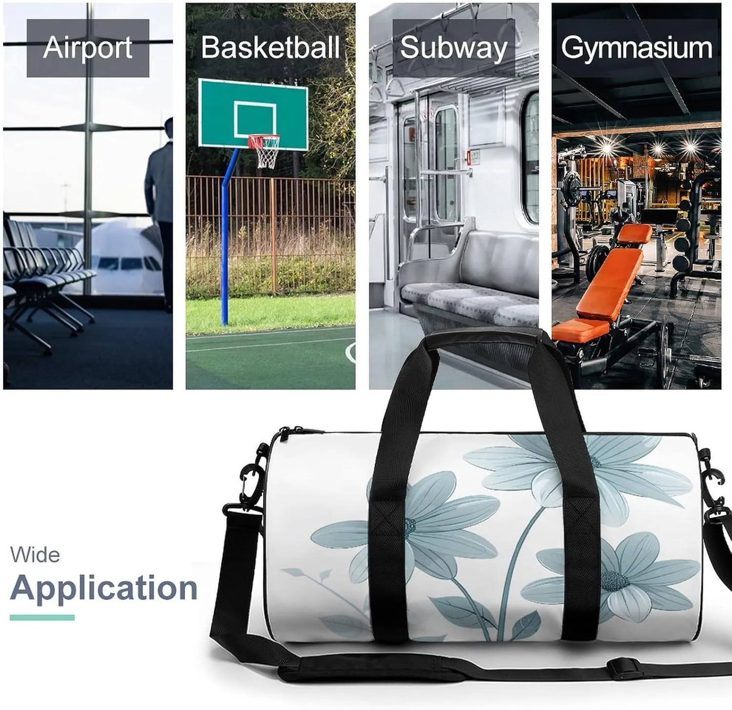 Travel Duffel Bag for Men And Women,Several Blue Daisies Waterproof Sports Fitness Bag Portable Travel Duffel Bag